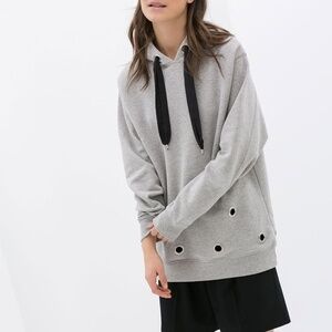 Zara Metal Circle Appliques Hoodie Sweatshirt